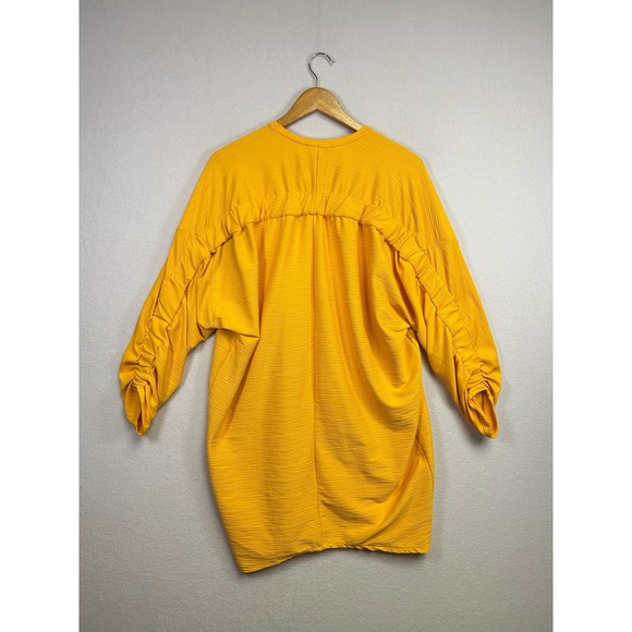 ZARA Women Textured Yellow Long Sleeve Oversized Tunic Top Shirt Size M - Picture 6 of 9